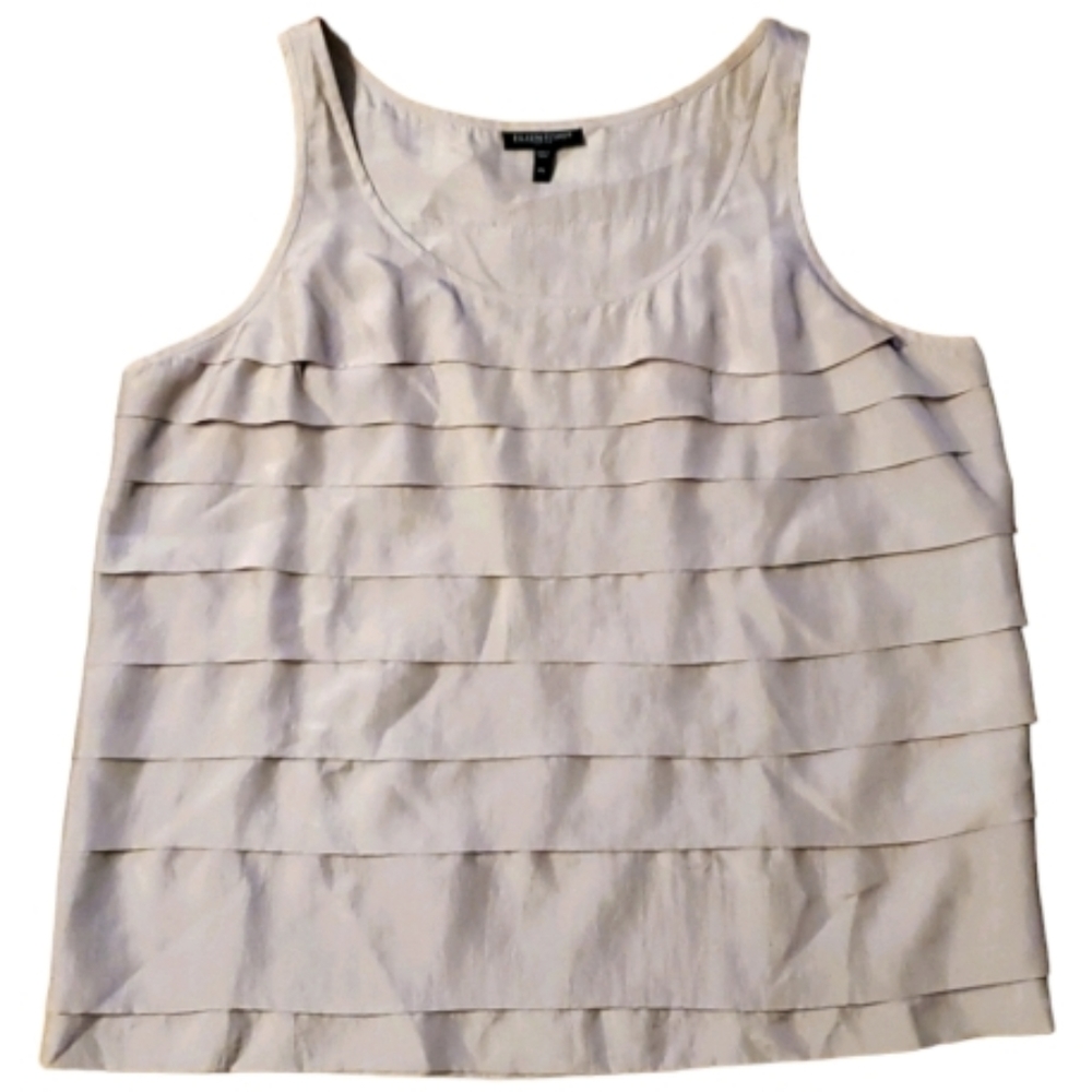 Eileen Fisher Womans Tiered Silk Habutai Tank Top Size‎ Large
